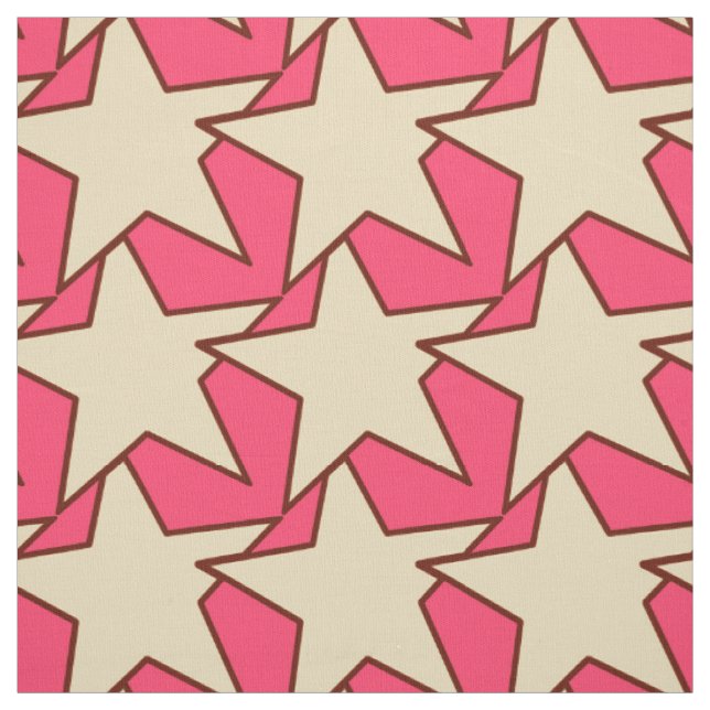 Modern Star Geometric - coral and beige Fabric (Swatch)