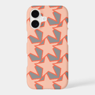 Modern Star Geometric, Coral Orange and Grey