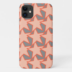 Modern Star Geometric, Coral Orange and Grey Case-Mate iPhone Case