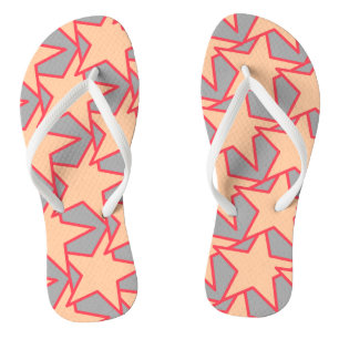 Modern Star Geometric - coral orange and grey Jandals