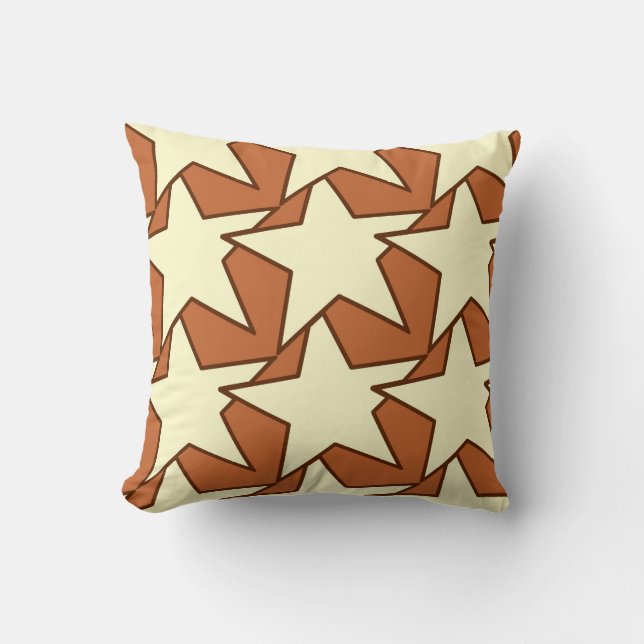 Modern Star Geometric - cream and camel tan Cushion (Front)