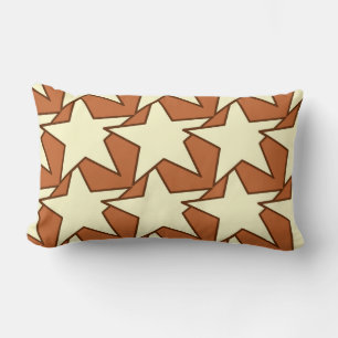 Modern Star Geometric - cream and camel tan Lumbar Cushion