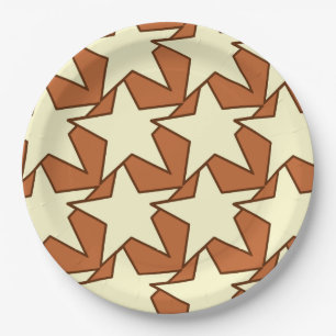 Modern Star Geometric - cream and camel tan Paper Plate