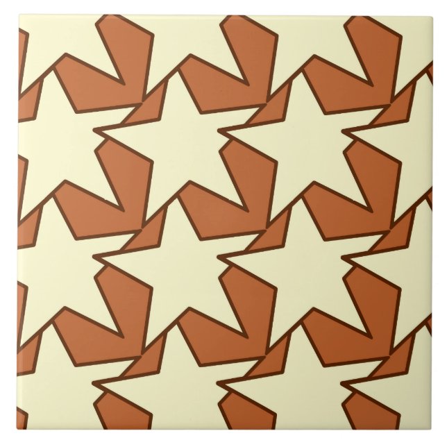 Modern Star Geometric - cream and camel tan Tile (Front)