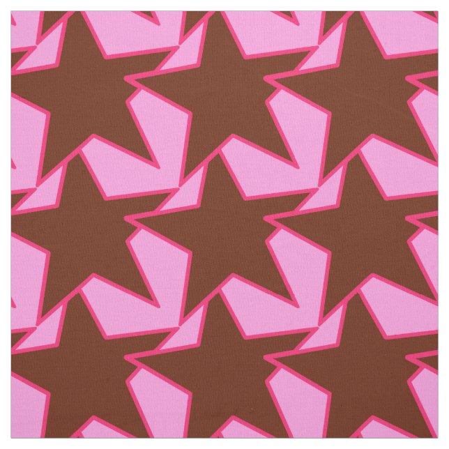 Modern Star Geometric - dark brown and pink Fabric (Swatch)