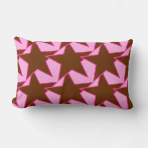 Modern Star Geometric - dark brown and pink Lumbar Cushion