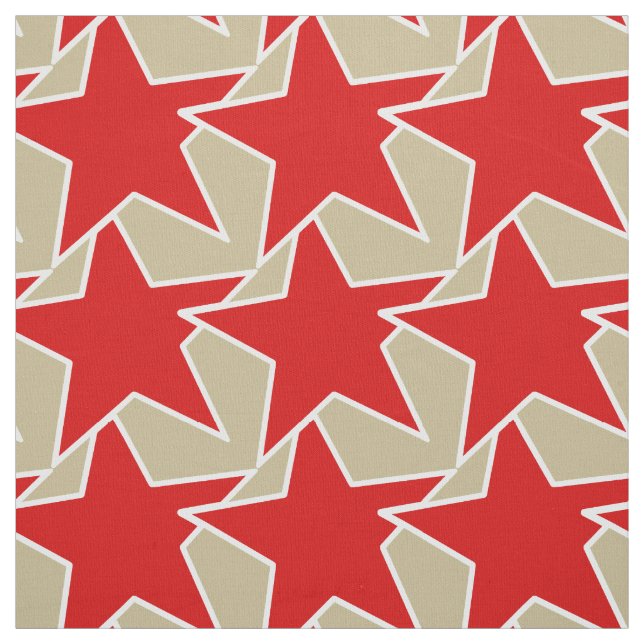 Modern Star Geometric - deep red and taupe Fabric (Swatch)