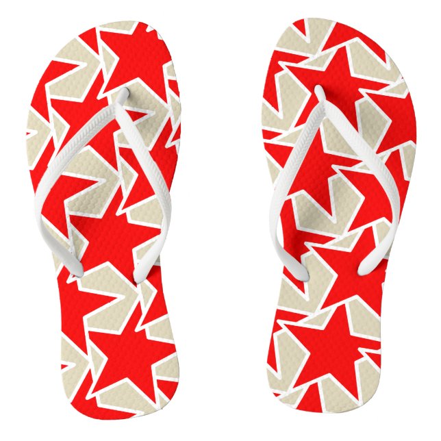 Modern Star Geometric - deep red and taupe Jandals (Footbed)