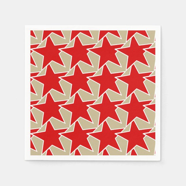 Modern Star Geometric - deep red and taupe Napkin (Front)
