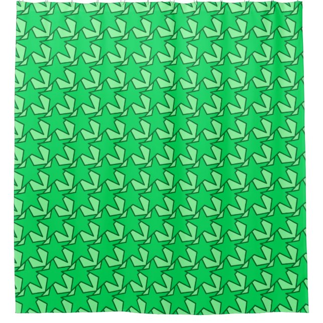 Modern Star Geometric - emerald and mint green Shower Curtain (Front)