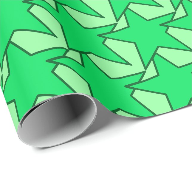 Modern Star Geometric - emerald and mint green Wrapping Paper (Roll Corner)