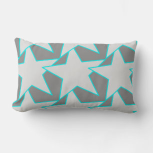 Modern Star Geometric - grey and turquoise Lumbar Cushion