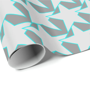 Modern Star Geometric - grey and turquoise Wrapping Paper