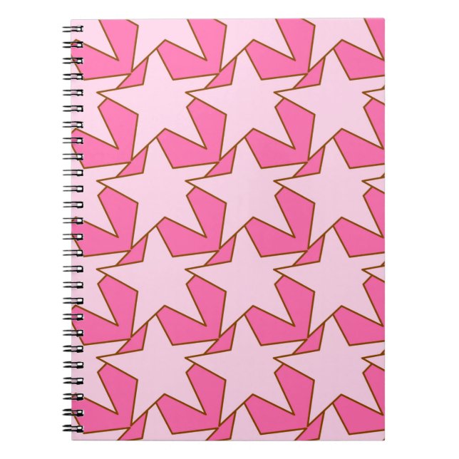 Modern Star Geometric - light and deep pink Spiral Notebook (Front)