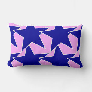 Modern Star Geometric - navy and orchid pink Lumbar Cushion