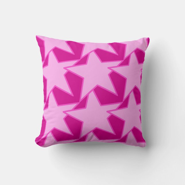 Modern Star Geometric - pale pink and fuchsia Cushion (Front)