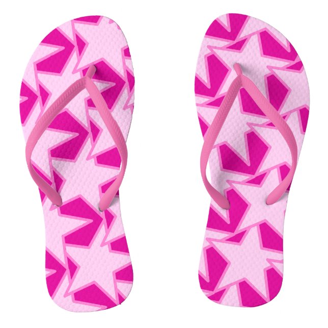 Modern Star Geometric - pale pink and fuchsia Jandals (Footbed)