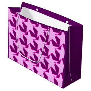 Modern Star Geometric - pink and amethyst purple Large Gift Bag