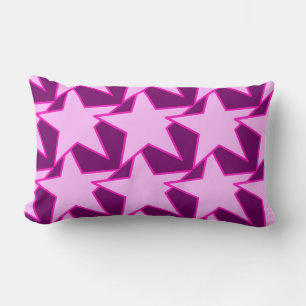 Modern Star Geometric - pink and amethyst purple Lumbar Cushion