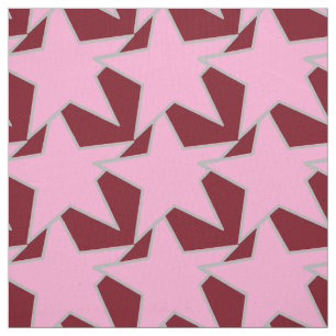 Modern Star Geometric - pink and burgundy Fabric