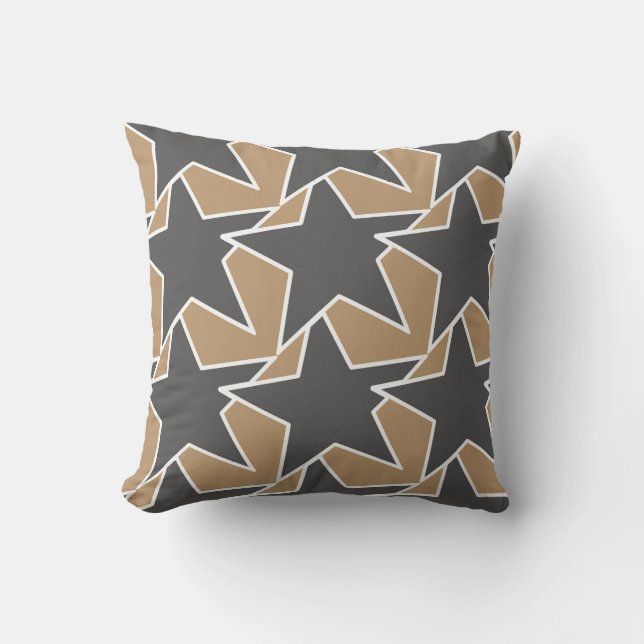 Modern Star Geometric - taupe and grey / grey Cushion (Front)