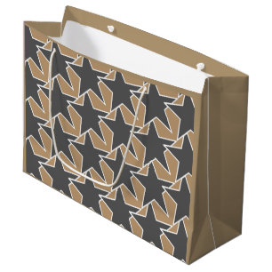 Modern Star Geometric - taupe and grey / grey Large Gift Bag