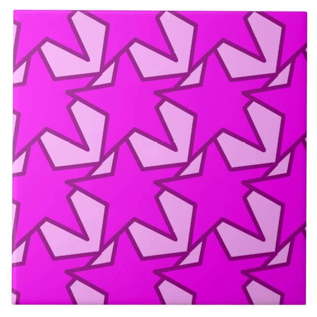 Modern Star Geometric - violet and pink Tile (Front)