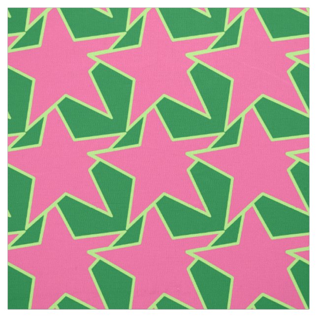 Modern Star Geometric - watermelon pink and green Fabric (Swatch)