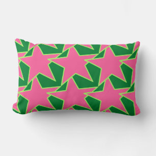Modern Star Geometric - watermelon pink and green Lumbar Cushion