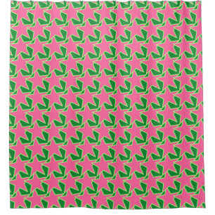 Modern Star Geometric - watermelon pink and green Shower Curtain