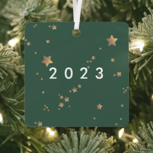 Modern Star Green White Christmas Happy Classic Metal Tree Decoration