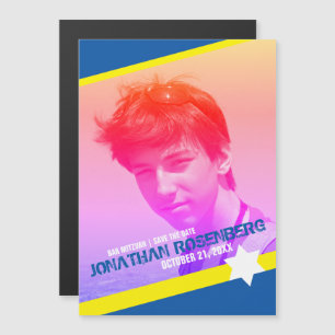 Modern Star of David Bar Mitzvah Save the Date Magnetic Invitation