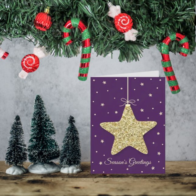 Modern Star Ornament Christmas Photo Holiday Card (Creator Uploaded)