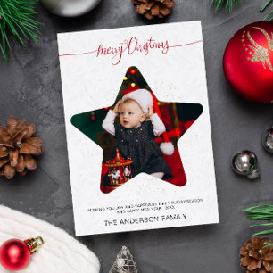 Modern Star Photo Merry Christmas Holidays  Invitation