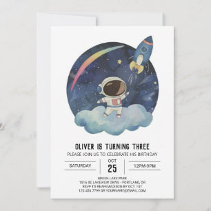 Modern Star Printable Astronaut Boy Birthday Invitation