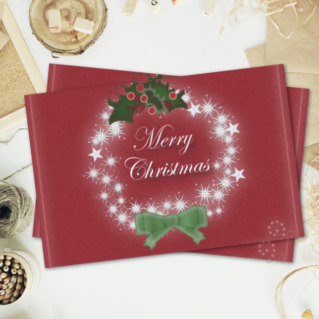 Modern star wreath mistletoe Merry christmas party Tissue Paper (Modern star wreath mistletoe Merry christmas party Tissue Paper)