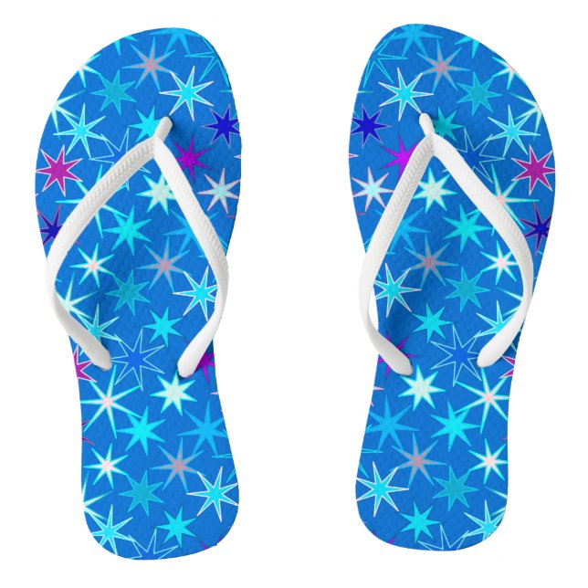 Modern Starburst Print, Deep Cerulean Blue  Jandals (Footbed)