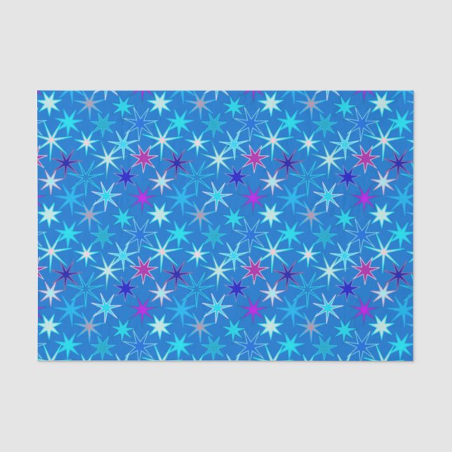 Modern Starburst Print, Deep Cerulean Blue Tissue Paper (Front)
