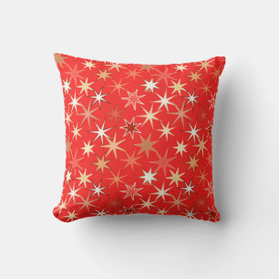 Modern Starburst Print, Deep Mandarin Orange Cushion