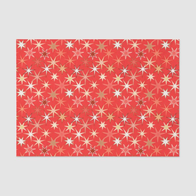 Modern Starburst Print, Deep Mandarin Orange Tissue Paper (Front)