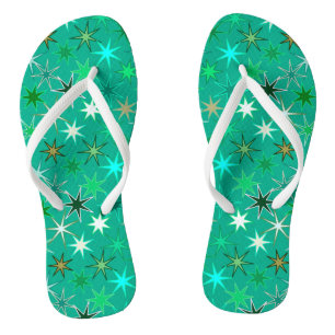 Modern Starburst Print, Turquoise and Aqua Jandals