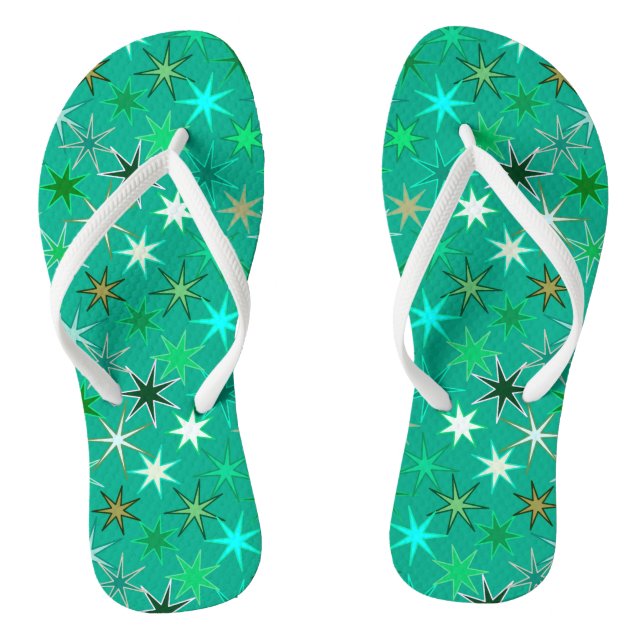 Modern Starburst Print, Turquoise and Aqua  Jandals (Footbed)