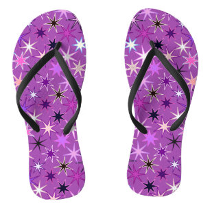 Modern Starburst Print, Violet Purple and Orchid  Jandals