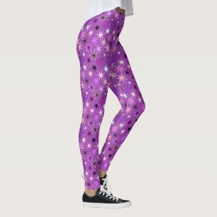 Modern Starburst Print, Violet Purple and Orchid Leggings