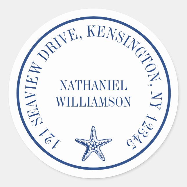 Modern Starfish Navy Return Address Label (Front)