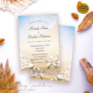 Modern Starfish Ocean Tropical Beach Wedding Invitation