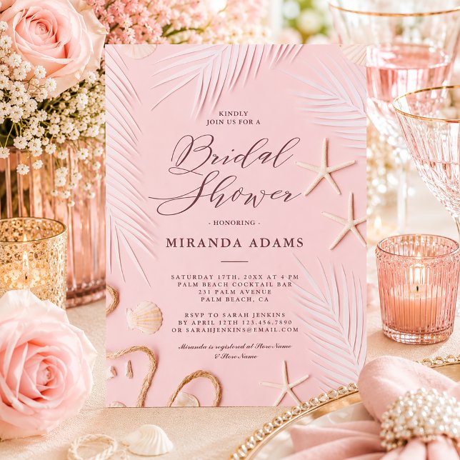 Modern Starfish Palm Beach Bridal Shower Invitation (Creator Uploaded)