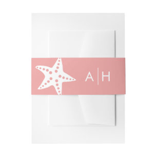 Modern Starfish Wedding Invitation Band Invitation Belly Band
