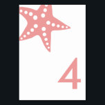 Modern Starfish Wedding Table Number Card, Pink<br><div class="desc">Simple. Modern. Elegant Starfish Table Number Cards to help your guests find their seats.  Please customise with the numbers you need,  and add to your cart one card at a time.  Cards coordinate with my modern starfish wedding suite.</div>