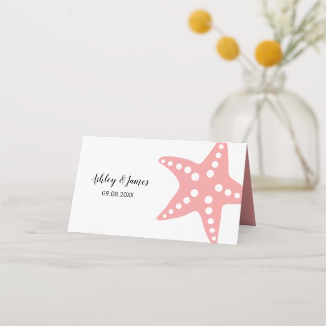 Modern Starfish Wedding Table Number Place Card (Back)